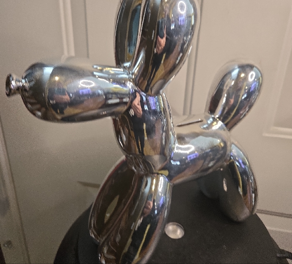 Jeff Koons Style Silver Balloon Dog Sculpture Ceramic Piggy Bank - Picture 8 of 13
